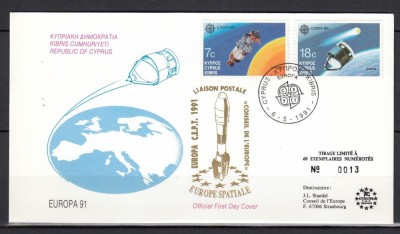 Cipru 1991 - FDC SPECIAL AUR - EUROPA SPATIALA - Tiraj 60 ex. numerotate foto