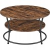 Masa pentru sufragerie/living, Artool, rotunda, pal, metal, cu raft depozitare, maro rustic si negru, 80x45 cm GartenVIP DiyLine