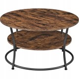 Cumpara ieftin Masa pentru sufragerie/living, Artool, rotunda, pal, metal, cu raft depozitare, maro rustic si negru, 80x45 cm