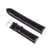 Cumpara ieftin Curea Ceas Piele Naturala Neagra Cusatura Rosie 12mm 14mm 16mm 18mm 20mm 22mm