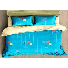 Lenjerie de pat pentru o persoana cu husa de perna dreptunghiulara, Happy Day, bumbac mercerizat, multicolor