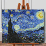 Set pictura pe numere (panza) Noapte instelata Vincent Van Gogh 40x50 cm, Jad