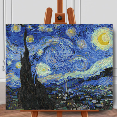 Set pictura pe numere (panza) Noapte instelata Vincent Van Gogh 40x50 cm foto