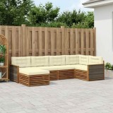 vidaXL Set de canapele de exterior cu pernă 6 pcs Natural și Crem 3383558