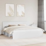 vidaXL Cadru de pat cu headboard Alb 200 x 200 cm Lemn de pin masiv 3410555