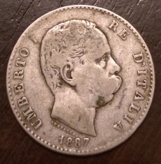 Moneda Italia - 1 Lira 1887 - Argint