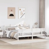 VidaXL Cadru de pat fără saltea, alb, 180x200 cm, lemn masiv pin