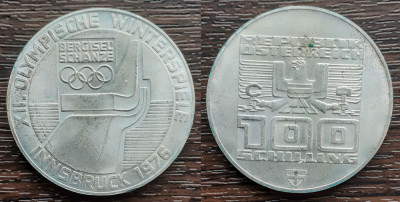 (A49) MONEDA DIN ARGINT AUSTRIA - 100 SCHILLING 1976,JOCURILE OLIMPICE INNSBRUCK foto