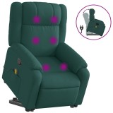 Cumpara ieftin Fotoliu rabatabil de masaj, cu ridicare, verde inchis, textil