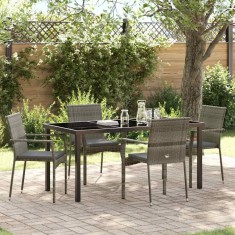 vidaXL Set de masă pentru grădină cu pernă 5 pcs Gri Rattan poli foto