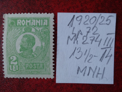 1920- Romania- Ferd. b. mic Mi274-MNH foto