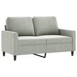 Cumpara ieftin Canapea cu 2 locuri, gri deschis, 120 cm, catifea