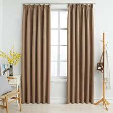 vidaXL Draperii opace, 2 buc., gri taupe, 140 x 245 cm, cu cârlige