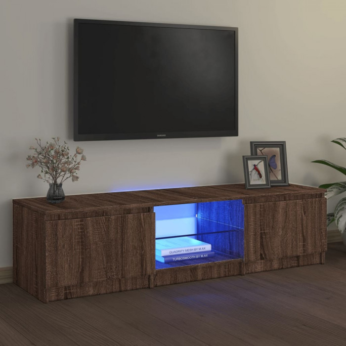 Comoda TV cu lumini LED, stejar maro, 140x40x35,5 cm GartenMobel Dekor