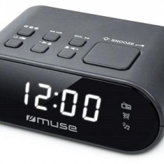 Radio cu ceas Muse M-10 CR, 2 alarme, radio PLL FM (Negru)