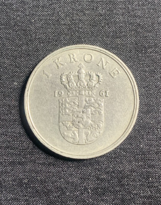 Moneda 1 coroana 1961 Danemarca foto