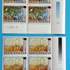 TIMBRE ROMANIA LP1513/2000 100ani moartea Van Gogh -supratipar PALETA bl. 4 -MNH