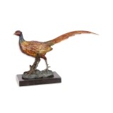 Fazan - statueta din bronz pictat pe soclu din marmura BG-49, Animale