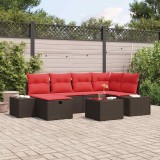 vidaXL Set de canapele pentru grădină cu pernă 7 pcs Maro poliratan 3359393