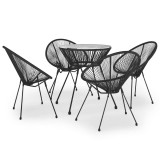 Cumpara ieftin Set mobilier de exterior, 5 piese, negru, ratan PVC