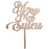 Topper Mr Mrs, personalizat, lemn, 20 cm