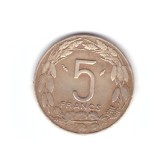 Moneda Africa Centrala 5 francs/franci 1975, stare buna, curata