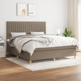 VidaXL Pat box spring cu saltea, gri taupe, 160x200 cm material textil