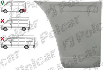 Segment reparatie aripa spate MERCEDES SPRINTER, 01.1995-2006, VW LT II 05.1996-12.2005, partea stanga, lateral panel: L=1200 mm; metal galvanizat; i foto