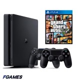Consola Sony Playstation 4 Slim Ps4 500gb + Doua Controllere + Gta 5 PlayStation 4, Second-Hand