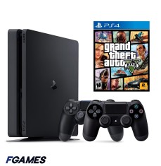 Consola Sony Playstation 4 Slim Ps4 500gb + Doua Controllere + Gta 5 PlayStation 4, Second-Hand