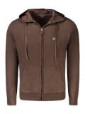 Cumpara ieftin Hanorac cu fermoar barbati, cu mini logo brodat, Regular fit, maro, Norway, M