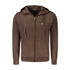 Hanorac cu fermoar barbati, cu mini logo brodat, Regular fit, maro, Norway, M