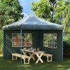 vidaXL Perete Lateral Cort/Pavilion, 2 buc, Verde, PE, Impermeabil, cu Fereastră, 300x195cm