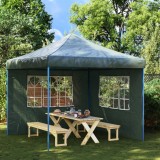 vidaXL Perete Lateral Cort/Pavilion Verde PE, 300x195cm, 2 Bucati, Fereastra - Protectie UV, Impermeabil