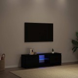 Dulap TV LED vidaXL Stejar Negru 120cm Comoda Living Lemn Rafturi