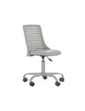 Scaun birou copii din polipropilena HM Pure, piele ecologica, baza vopsita, inaltime reglabila, roti pivotante, 80 kg, gri