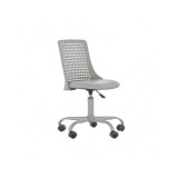 Scaun birou copii din polipropilena HM Pure, piele ecologica, baza vopsita, inaltime reglabila, roti pivotante, 80 kg, gri