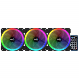 Set 3 ventilatoare Aerocool Orbit RC 120mm iluminare aRGB, Aero