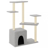 Cumpara ieftin Ansamblu pisici cu stalpi din funie sisal, gri deschis, 107,5cm