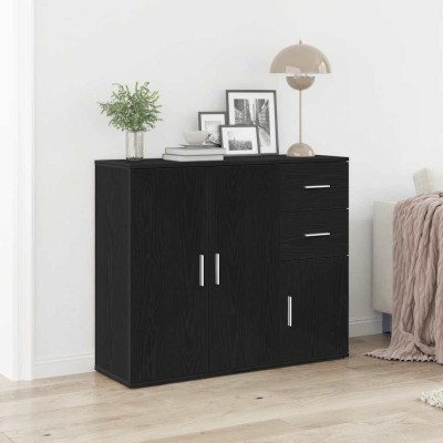 vidaXL Bufetă Stejar negru 91x29,5x75 cm Lemn prelucrat foto