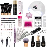 Cumpara ieftin Kit Polygel LUXORISE Build PRO #12 cu Lampa UV LED 48W, Freza Unghii USB, 2 Polygel REVOMAX 15ml, Milky Pink 30ml, Cleanser, Primer, Top Coat Diamond