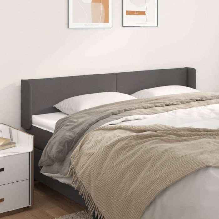 vidaXL Tăblie de pat cu aripioare gri 163x16x78/88 cm piele ecologică 3118588