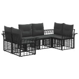 vidaXL Set de canapele de exterior 6 pcs Negru și Gri &icirc;nchis Poliester 3437753