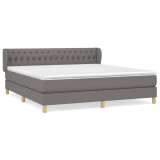 Cumpara ieftin Pat box spring cu saltea, gri inchis, 180x200 cm, textil