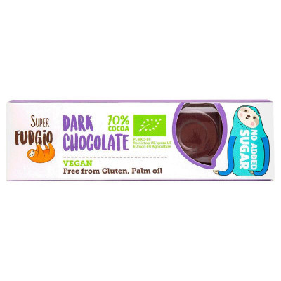 Baton de Ciocolata Neagra Fara Zahar Adaugat Bio 40 grame Super Fudgio foto