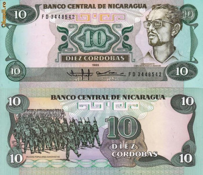 NICARAGUA 10 cordobas 1985 UNC!!! foto