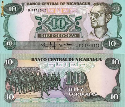 NICARAGUA 10 cordobas 1985 UNC!!! foto