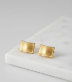 Cumpara ieftin Cercei din Argint 925 Placati cu Aur Square Wave 2cm , Minimalism sculptural E i finisaj mat satinat