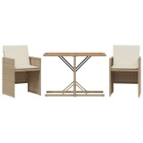 Cumpara ieftin Set bistro cu perne, 3 piese, bej, poliratan