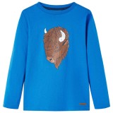 Tricou de copii cu m&acirc;neci lungi, albastru cobalt, 116